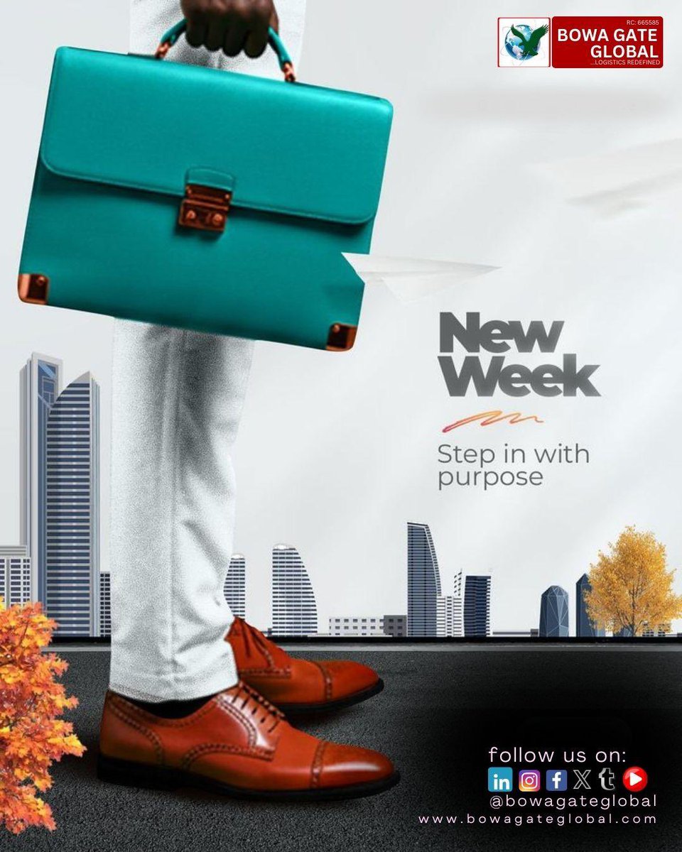 bowagateglobal's tweet image. New week. Fresh goals. Bigger wins.

Move smarter with Bowa Gate Global. Reliable freight, global shipping, import &amp;amp; export solutions, delivered professionally.

#NewWeek #Logistics #Shipping #ImportExport #BusinessGrowth #Freight
