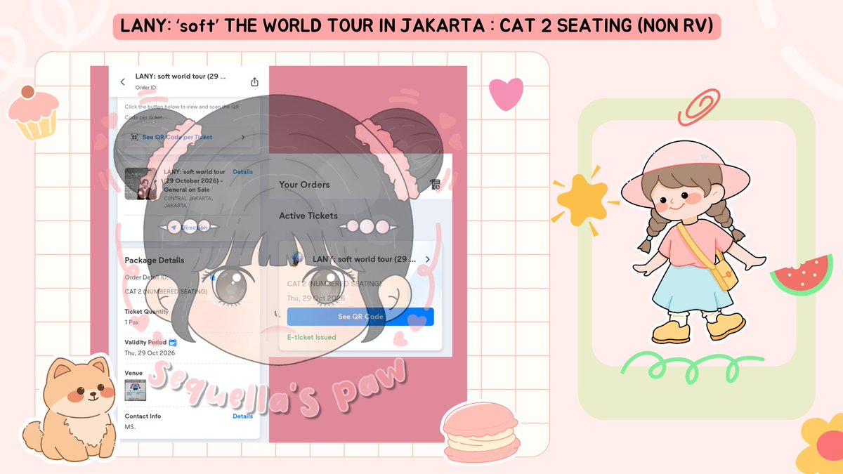 alhamdulillah, yay! laa selune secured a cat 2 ticket seat for day 1 (29 oct) at the lany concert gensale ᥫ᭡!

ㅤㅤ       ࣪ ִֶָ☾.  03 | LANY — PAUL JAKE
ㅤㅤㅤ     LANY: soft the world tour
ㅤㅤㅤㅤㅤㅤㅤㅤ in Jakarta

ㅤㅤㅤᓚ₍ ^. .^₎.ᐟ  … #laaseluneproofs
ㅤ