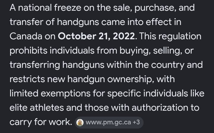 EssiembreM67553's tweet image. When is the Liberal Government finally going to lift their temporary ban on the sale of handguns in Canada? The ban has been in place since 2022. #HomeInvasion #Safety #Protect #Property #Family #CBC #CNN #APTN