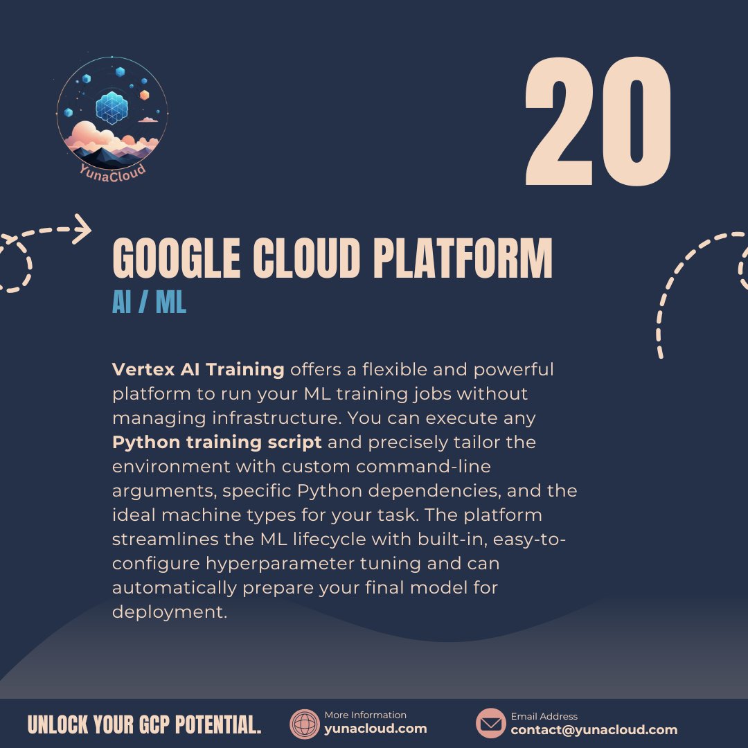 YunaCloud_IT's tweet image. #VertexAI Training offers a flexible and powerful platform to run your #ML training jobs without managing infrastructure.

More information: yunacloud.com

#GCP #Cloud #Google #GoogleCloud #Academy #Education #Skills #Learning