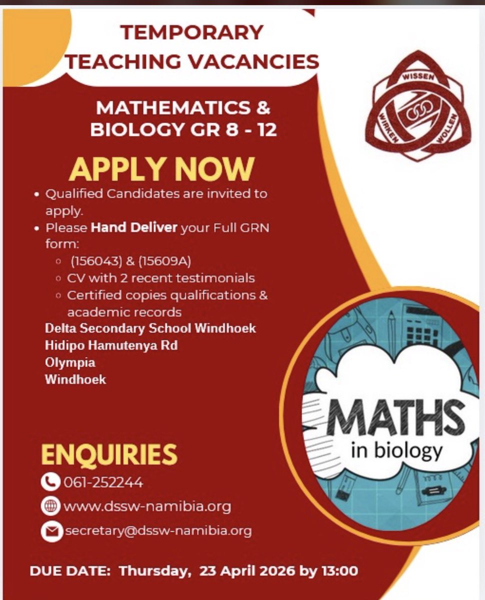 SundayIhuhua's tweet image. Temporary teaching vacancies #Delta