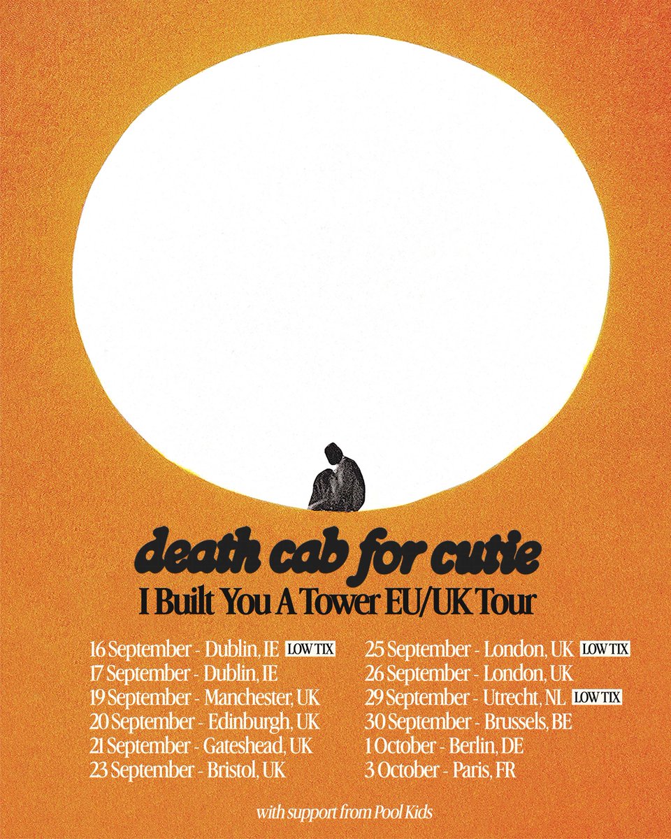 poolkidsband's tweet photo. PINCH US, WE’RE DREAMING 😭 going on tour in Europe with one of our absolute BIGGEST inspirations in the world @deathcabforcutie this fall 🤍 tix on sale now 🤍 https://t.co/wZOVR6XQYE https://t.co/G99tQZGV4i