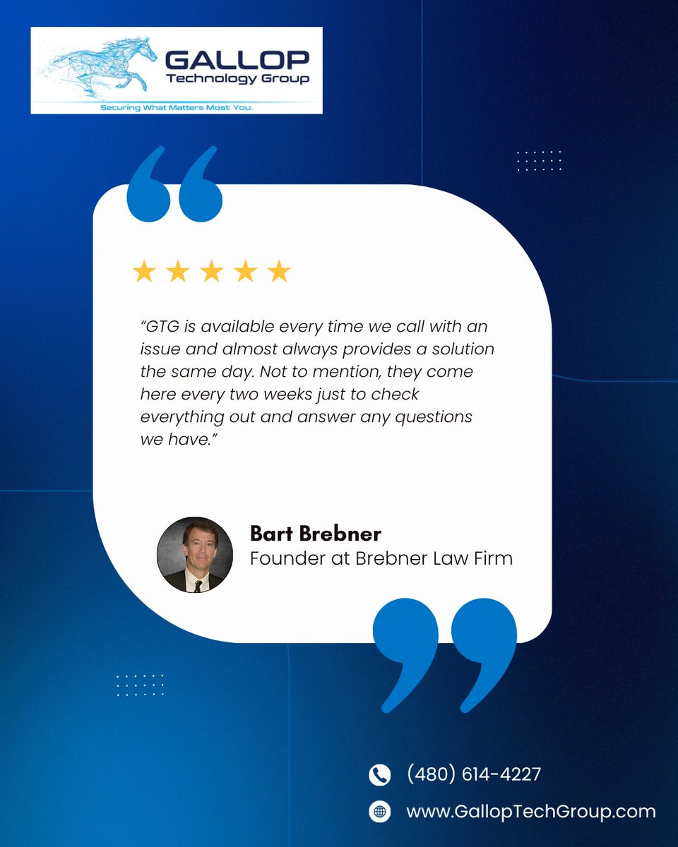 GallopTechGroup's tweet image. 10+ years. Same trusted IT partner.

Bartlet Brebner stays with Gallop Tech Group for responsive support, proactive check-ins, and reliable solutions when it matters most.
👉 galloptechgroup.com/testimonials/b…

#ClientRetention #ClientLoyalty