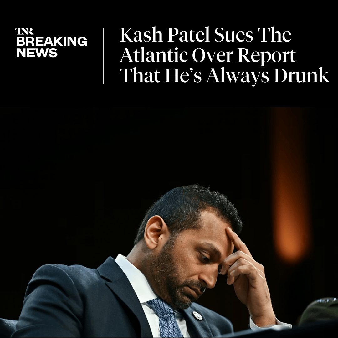 newrepublic's tweet image. BREAKING: The FBI Director filed a $250M defamation suit against The Atlantic, after a sweeping report detailing his excessive drinking and unexplained absences.

His behavior has also grown increasingly erratic as he became worried he might lose his job. trib.al/JMdSnbN