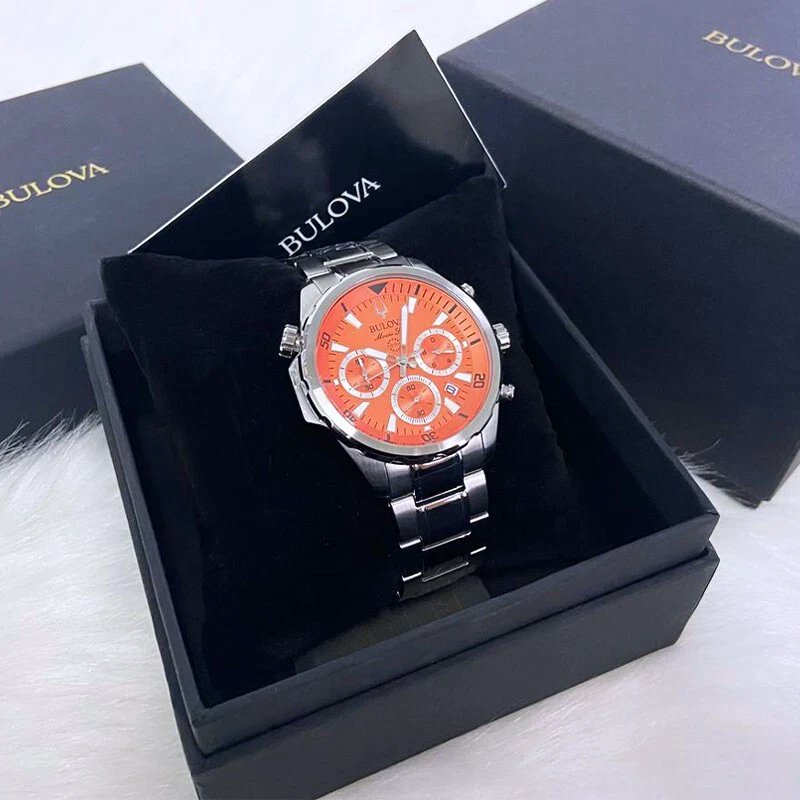 emronde's tweet image. Pop of color! ✨ The new Bulova Marine Star in 'Electric Orange' is the ultimate wrist game upgrade. Whether you're hitting the beach or the boardroom, this stainless steel beauty is designed to stand out. Pure class in every tick. 🌊🔥 #MensStyle ebay.us/XZEd0E