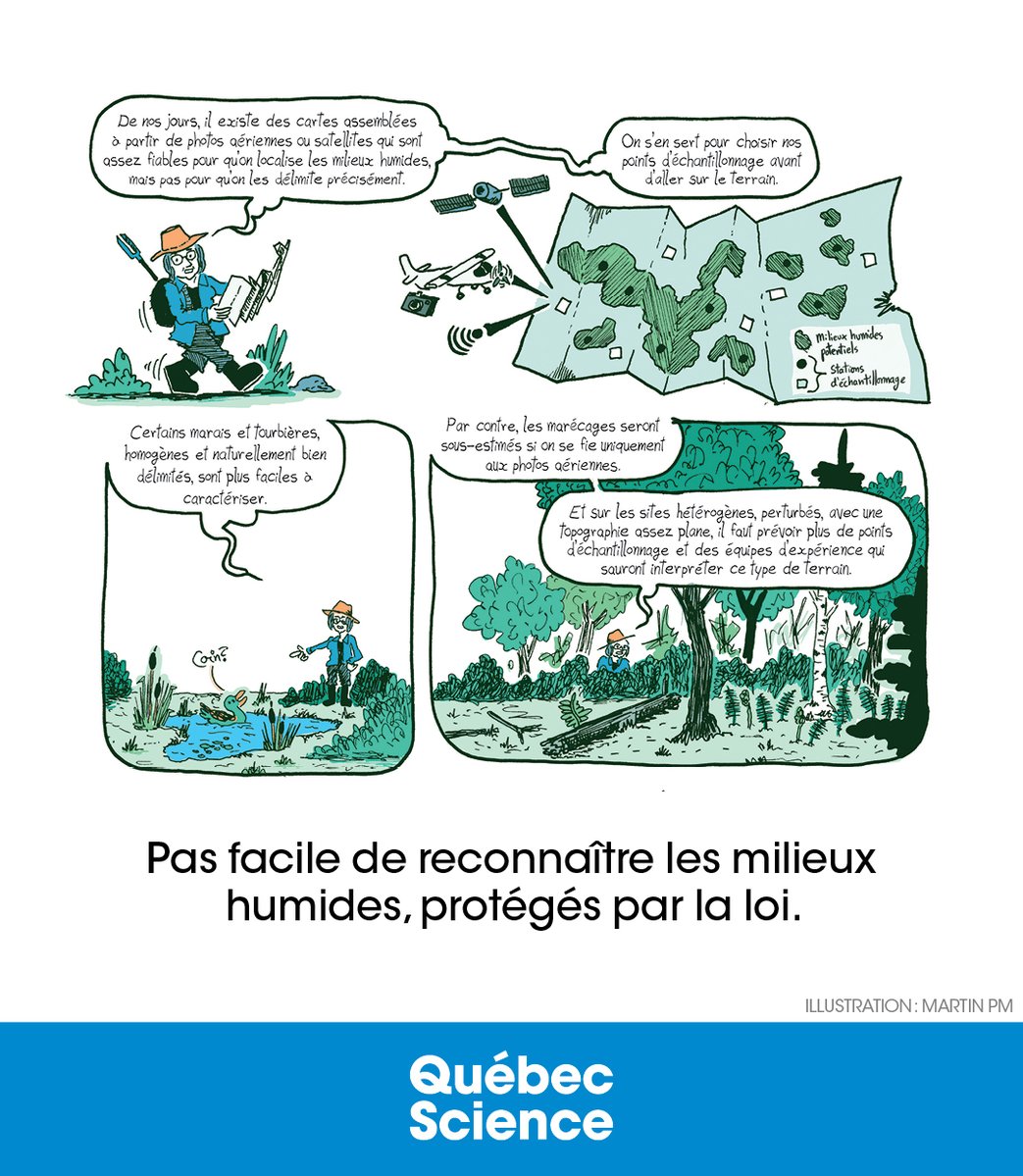 QuebecScience's tweet image. #BD | Au Québec, les milieux humides sont protégés par la loi. Mais comment déterminer si une zone est humide? Explications en bande dessinée par Martin PM.
quebecscience.qc.ca/environnement/…