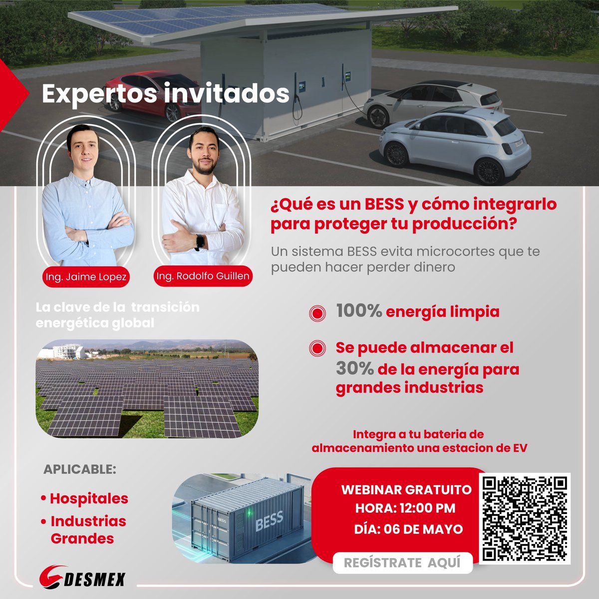 Grupo_Desmex's tweet image. ⚡ Tu fábrica no puede darse el lujo de parar.
BESS: sin microcortes, energía almacenada, 100% limpia.
📅 06 de mayo | ⏰ 12:00 p.m. | 💻 Gratis
👉 events.teams.microsoft.com/event/71c2ecd7…
📧 atencion@desmex.com | 📞 477 788 0600
#BESS #Webinar #EnergíaLimpia