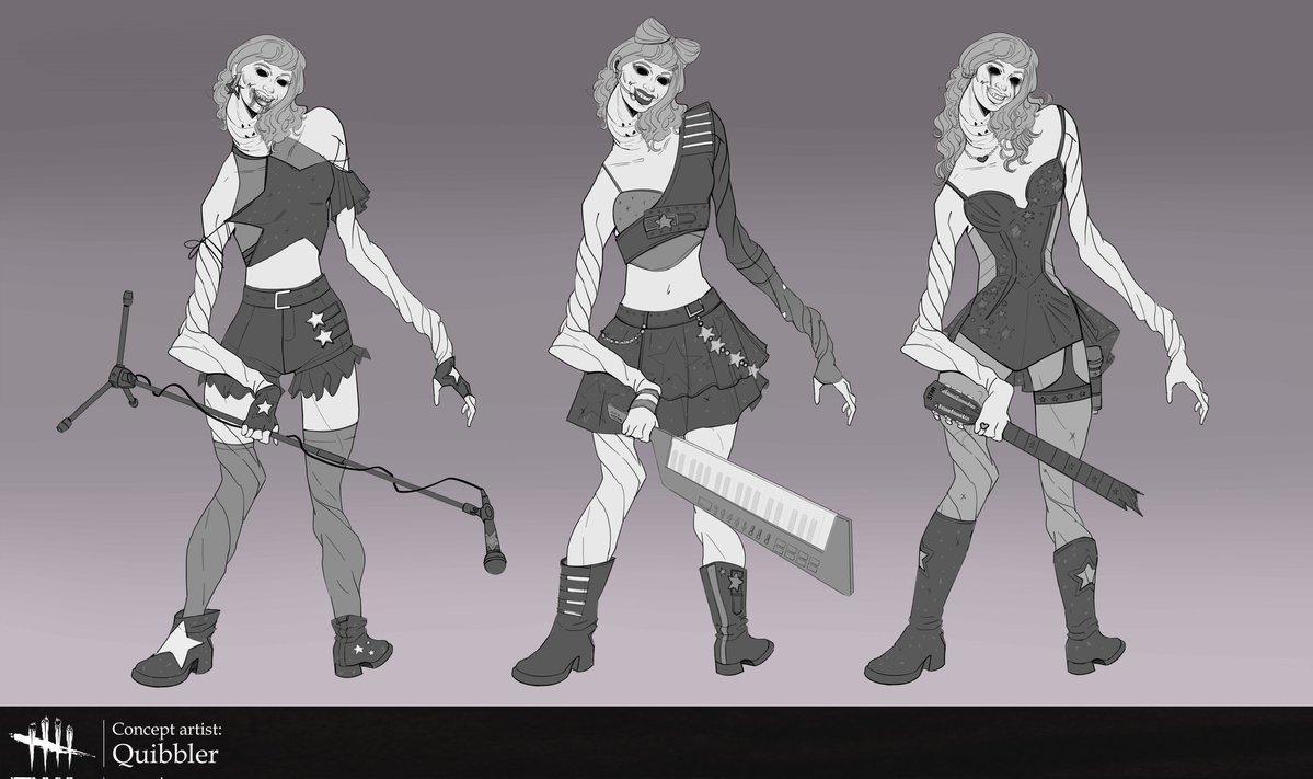 by_quibbler's tweet image. Stages of work on the "Pop Diva" skin for the Unknown 🎤✨️
From choosing an idea to color and final result!

#DeadbyDaylight #TheUnknown