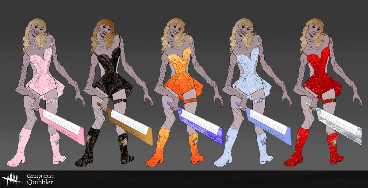 by_quibbler's tweet image. Stages of work on the "Pop Diva" skin for the Unknown 🎤✨️
From choosing an idea to color and final result!

#DeadbyDaylight #TheUnknown