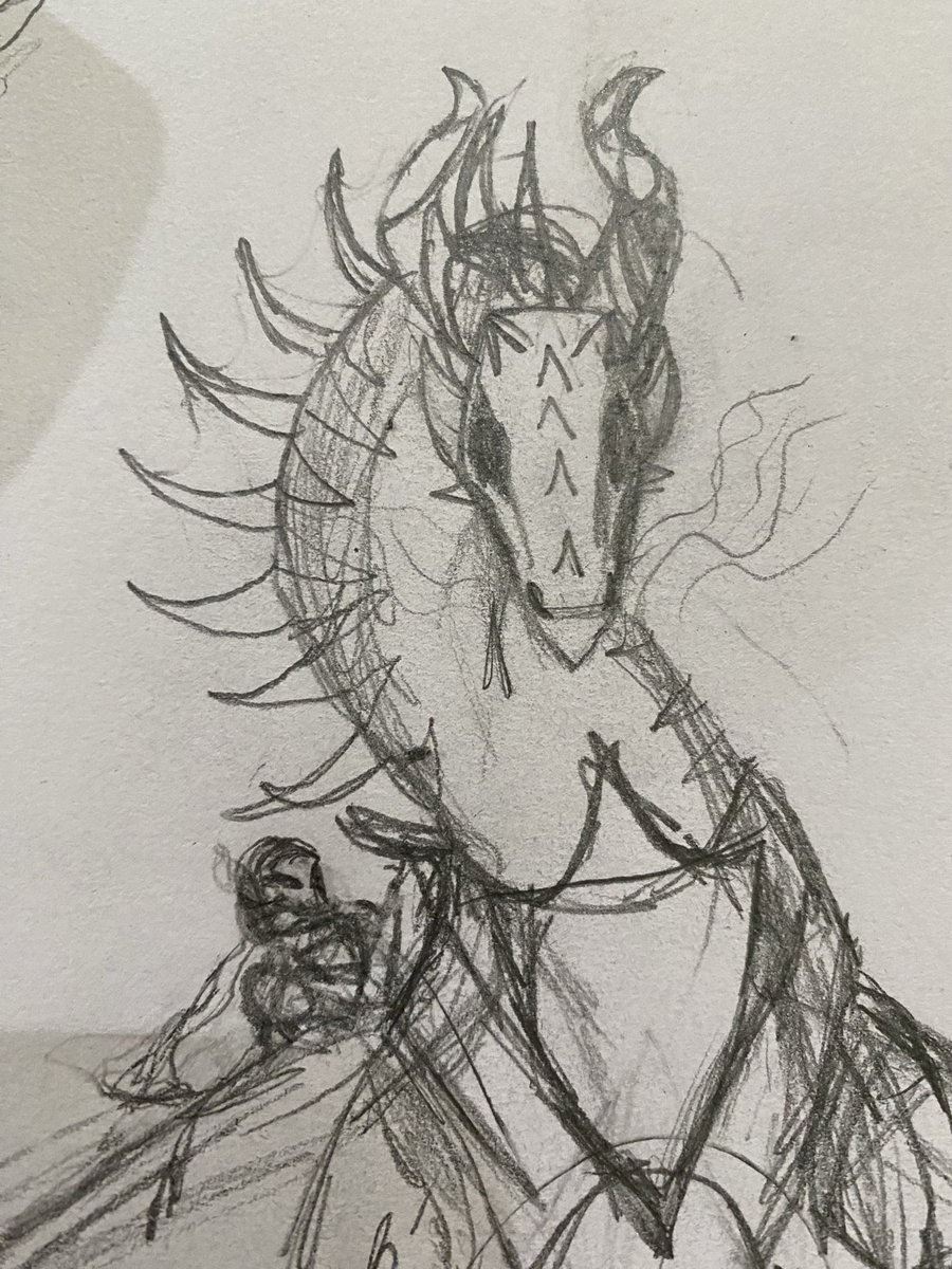 Artsyturvey's tweet image. WIP of my #CODMW2 x #HotD AU

Simon “Ghost” Ryley and his dragon Gravesong, “The Whispering Death”
(Bonus goofy ass bitty Ghost and more detailed ‘Song)