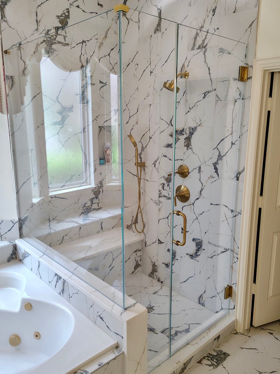 CollinCoGlass's tweet photo. Upgrade your McKinney master suite with custom frameless shower glass and beveled mirrors. ✨ Our Diamon-Fusion® coating reduces cleaning by 90%, fighting North Texas hard water so your bathroom stays a sanctuary. 

Serving McKinney and surrounding areas from just 8.5 miles away. https://t.co/G2cpwECscZ