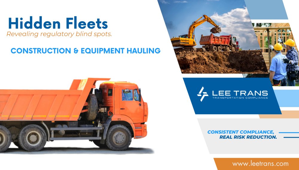 LeeTranServices's tweet photo. Our latest Hidden Fleet Spotlight blog is up! 

Visit https://t.co/p73K7wwzQn to learn about how Construction &amp; Equipment Hauling companies are impacted by DOT regulations.
 
#LearnWithLeeTrans #HiddenFleet https://t.co/XDE8vD3QYc