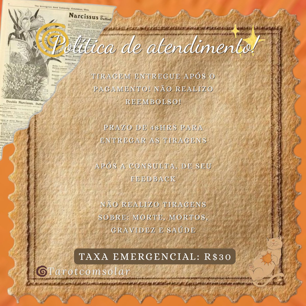 tarotcomsolar's tweet photo. ◜ ˚𝒞atálogo | 𝒫olítica de atendimento ׅ꒱ ׁ  . 

Bem vinde!, me chamo Solar, sou taróloga e prático bruxaria natural!. Te ajudo na sua jornada e a descobrir o que está oculto!

Consultas via WhatsApp! 👇🏽
https://t.co/6WbGFDC1h9 https://t.co/IjnY5az2xD