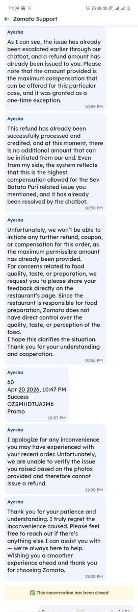 shrutkeerti25's tweet image. Ordered Sev Batata worth ₹256 via @zomato from Manohar Dairy, Bhopal food was spoiled and smelled awful. Shared proof, still only offered ₹60.

Not asking full refund, just fair ₹196 for spoiled portion.
Unacceptable. Please resolve. @zomato @zomatocare
#Zomato #RefundIssue