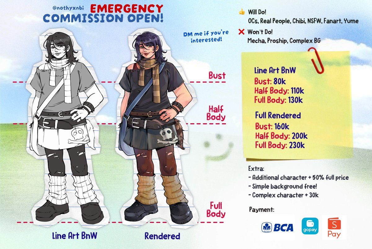 nothyxnbi's tweet image. [Like &amp;amp; RT are very appreciated]

My PayPal account is blocked and the money is stuck (it’s my client's money) so please help me out! :’)

OPEN COMMISSION 
📍indonesia, for international comms visit vgen.co/Nothyxnbi
📎  15 slots available

#opencommission #commsopen #vgen