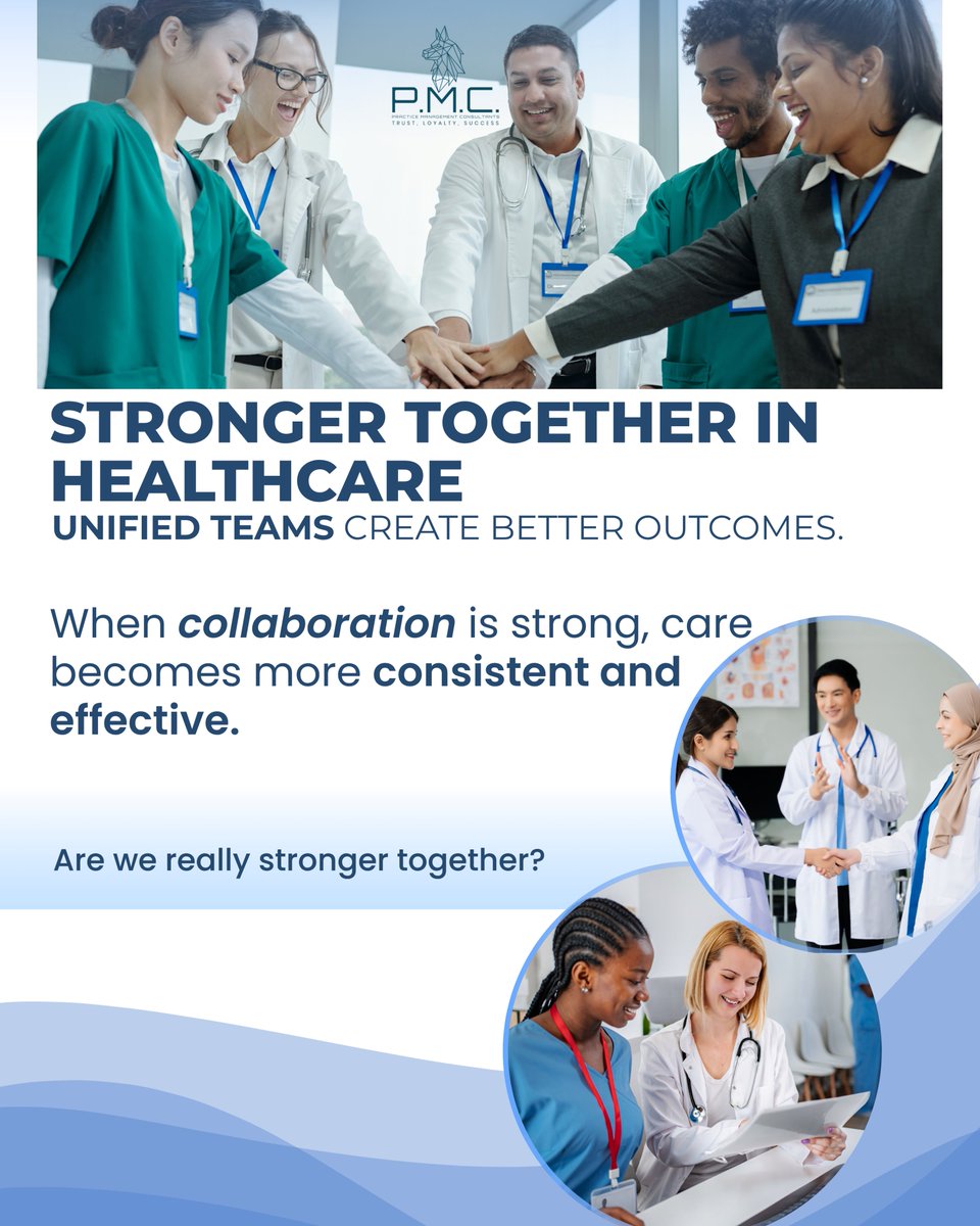 Practicemgmt7's tweet photo. Strength in healthcare comes from unity. Teams that work together create better outcomes for everyone.

#PMC #StrongerTogether #HealthcareTeams #Collaboration #Teamwork https://t.co/JVal82vg6e