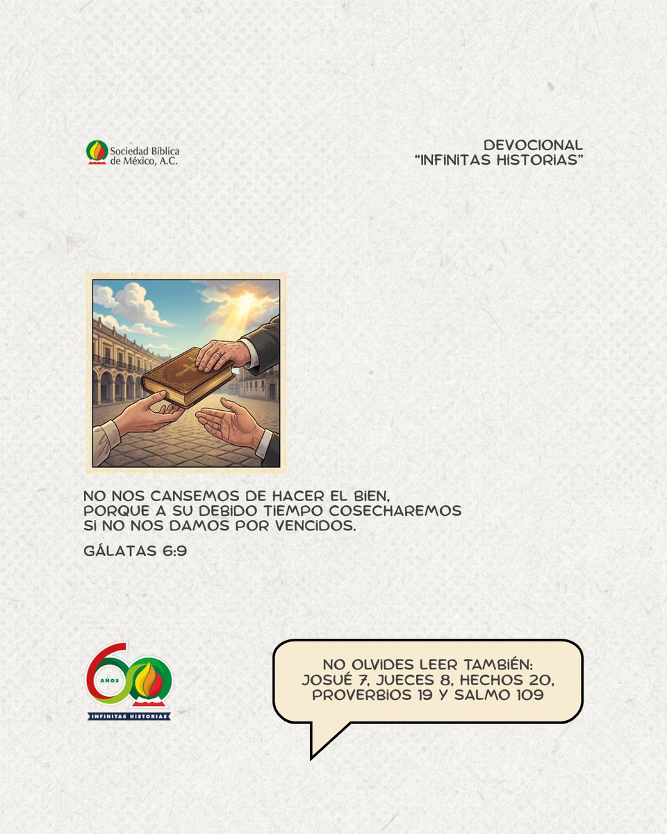 SBMexico's tweet photo. 📷 “No nos cansemos de hacer el bien, porque a su debido tiempo cosecharemos si no nos damos por vencidos.”
— Gálatas 6:9 https://t.co/5ZfZYcHKZq