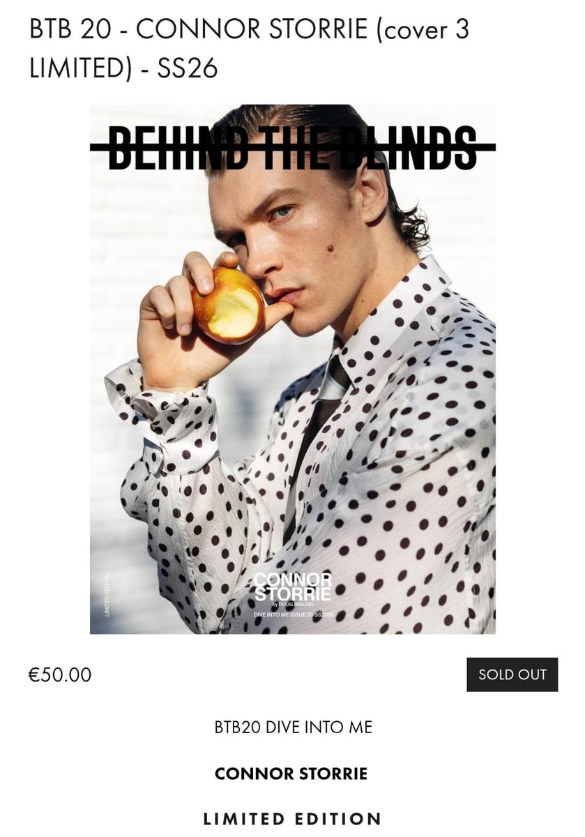 ARE YOU GUYS CRAZY? 

Connor Storrie’s limited edition cover is SOLD OUT.