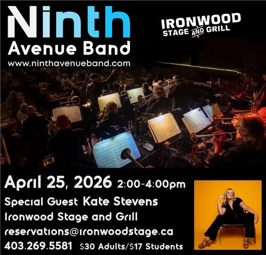 forloveofjazz's tweet image. #Bigband #jazz Saturday #Calgary: the 18-piece Ninth Avenue Band, with guest vocalist Kate Stevens, performs a brunch concert of big band, funk &amp;amp; Latin tunes, 2-4 pm @IronwoodStage, 1229 9 Av SE, $35/$17+GST, reserve at 403-269-5581 or reservations@ironwoodstage.ca