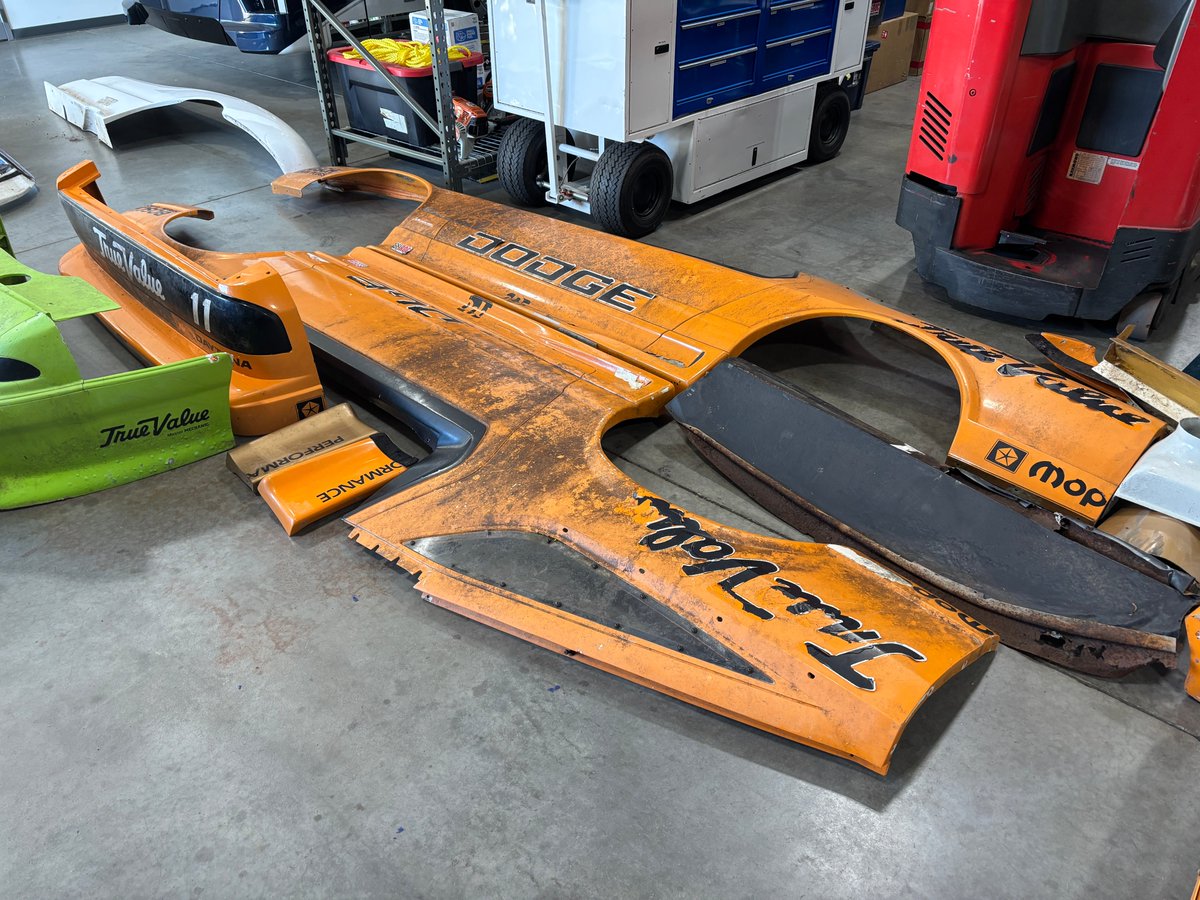 irocofficial's tweet photo. We just unearthed a treasure trove of @irocofficial body parts, including an extremely rare and nearly complete IROC Daytona body! Any guesses on who last drove this orange #11 IROC Daytona? https://t.co/B0v5DwYCzt
