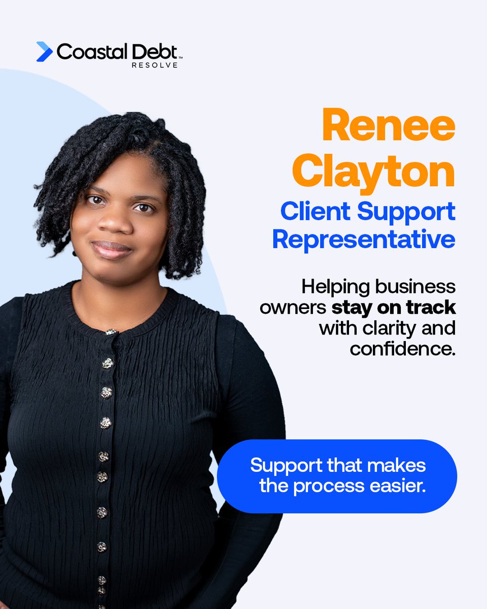 Coastal_Debt's tweet image. Client support during #MCA stress goes beyond answers it’s about clarity, trust, and guidance.

Renee Clayton brings consistency and calm, helping business owners stay organized and confident every step of the way.

#TeamSpotlight #ClientSupport #CoastalDebtResolve