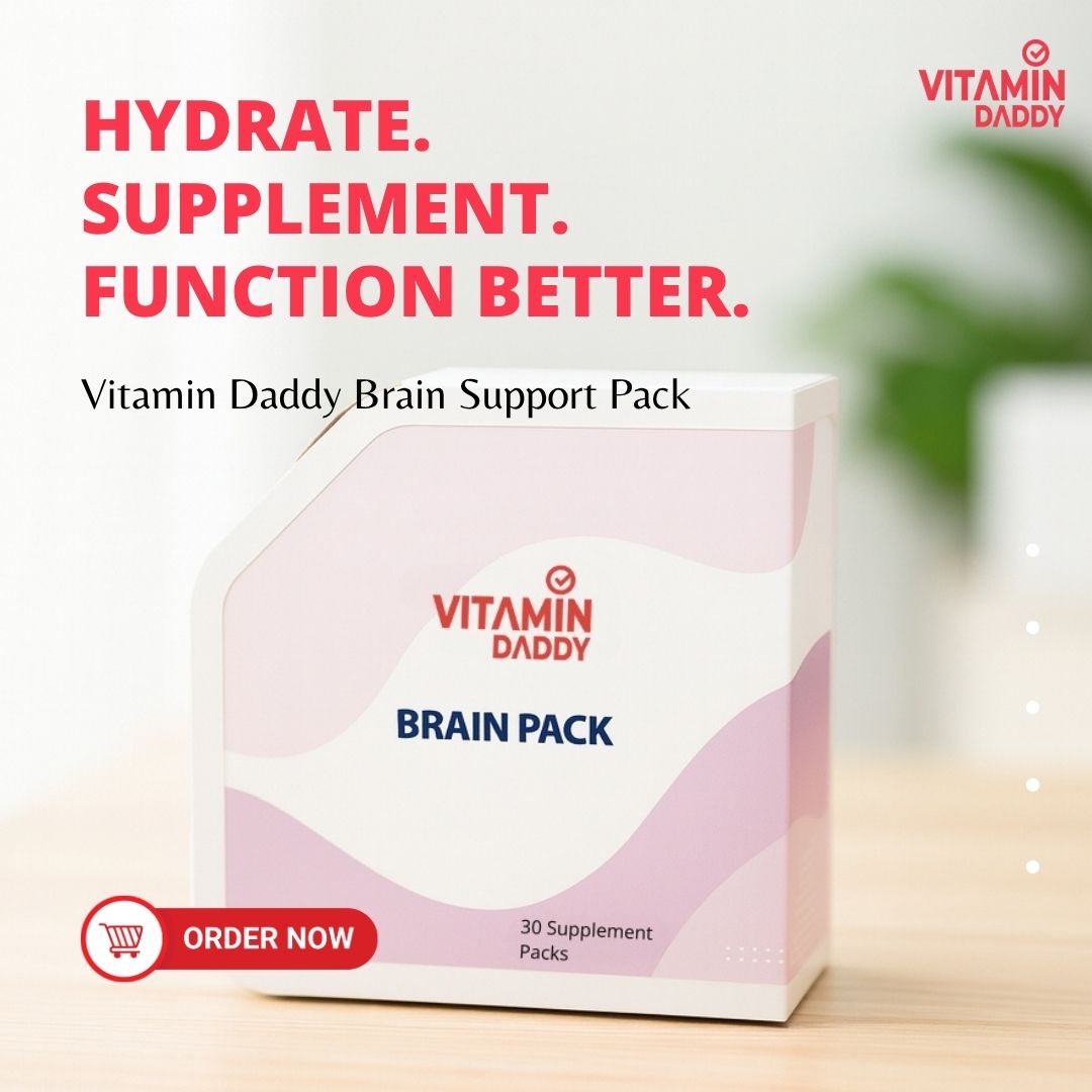 VitaminDaddyVD's tweet image. Hydrate. Supplement. Function better. 🧠

Support focus and mental clarity with the
 Vitamin Daddy Brain Pack
#BrainHealth #Focus #Wellness #VitaminDaddy