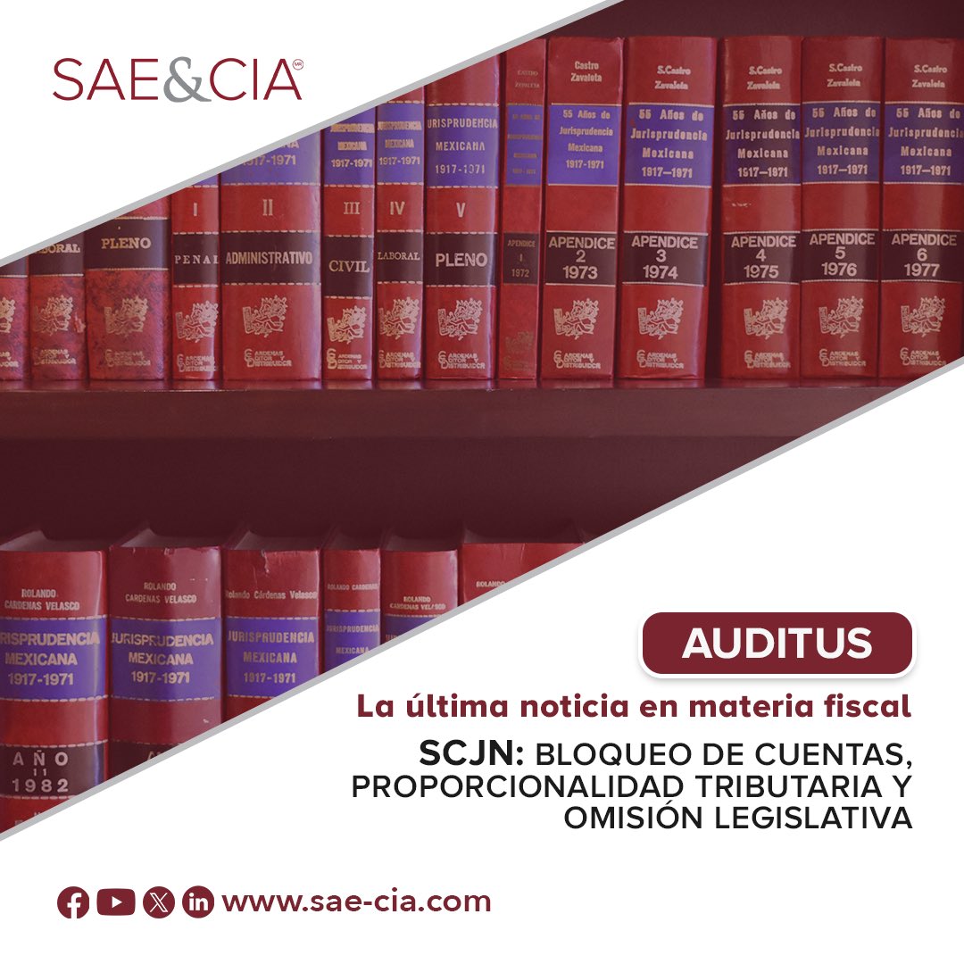 saecia_abogados's tweet photo. La SCJN ha emitido criterios relevantes en materia de bloqueo de cuentas, proporcionalidad tributaria y omisión legislativa.

En este Auditus analizamos los principales alcances de estas resoluciones.

🔎Análisis completo:
https://t.co/nNBadFqeVi

 #Auditus #Fiscal #SCJN https://t.co/yoonlruUcc