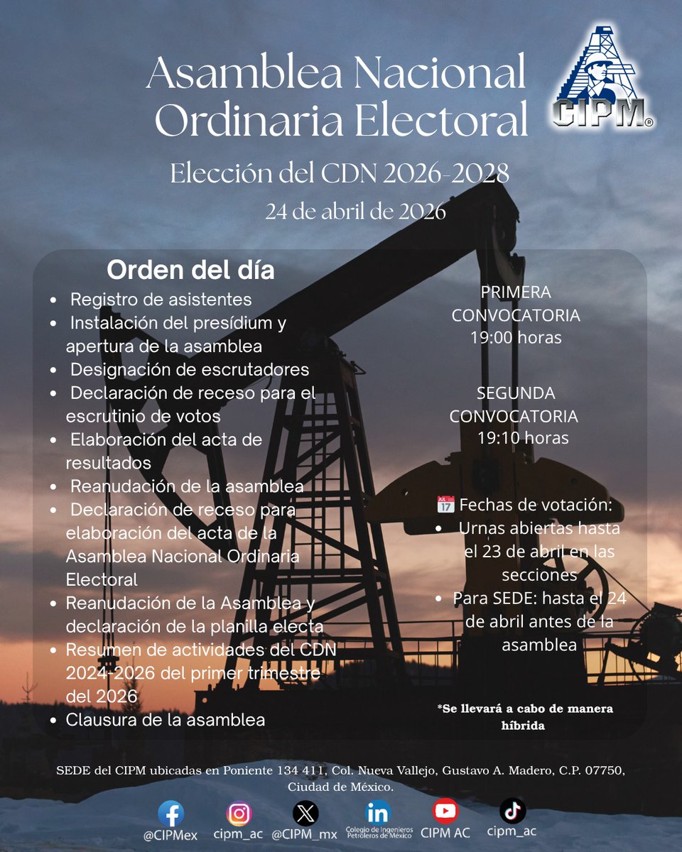 Colegio de Ingenieros Petroleros de México (CIPM) tweet media