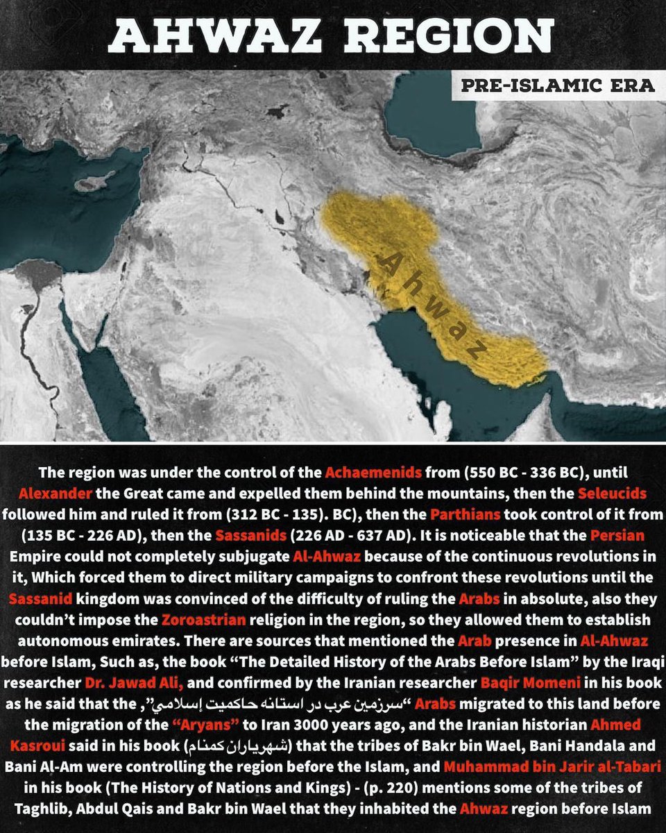 arabiqa's tweet photo. Reminder : Al-Ahwaz has always been predominantly populated by Semitic peoples (including Arabs) since ancient times, even before the Persians arrived in the region. https://t.co/S9FczKlYe6