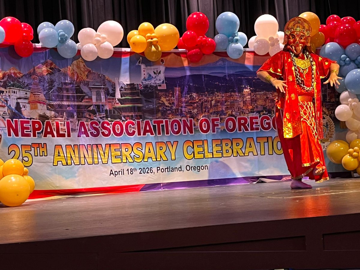 cgnsfo's tweet photo. Outreach and engagement with Nepali community

CG @lakshumankhanal attended the 25th anniversary of Nepali Association in Oregon (NAO) on April 18, 2026 in Portland City in Oregon. He also held interaction with NRNA leaders separately during his visit to Oregon. 
@MOFANEPAL_PD https://t.co/WGgfjqLvX6
