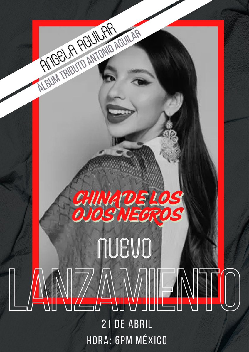 Mañana 21/04/2026  <a href="/AngelaAguilar__/">Ángela Aguilar 🇲🇽</a> lanzará el sencillo China de los ojos negros a homenaje a su abuelo Antonio Aguilar 🎶 
No se lo pierdan 😎❣️