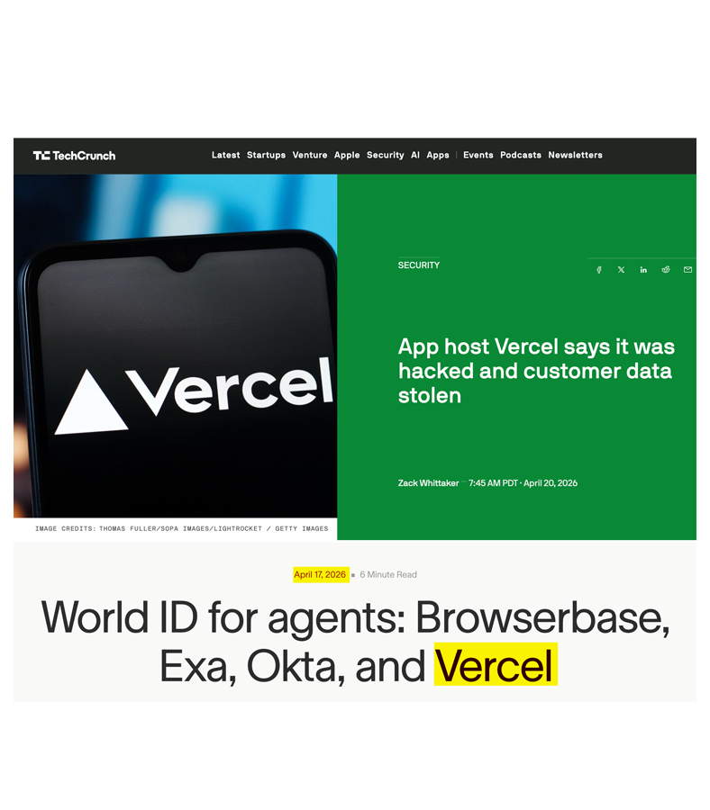SAMALTCOIN_ETH's tweet photo. 🚨 VERCEL — the $9.3B Cloud app hosting giant ( $340M ARR ) used by Stripe, OpenAI, Nike & PayPal — got hacked. Customer data stolen. 🤯

Crypto devs are panic-rotating API keys right now.

Worldcoin dropped World ID "human-in-the-loop" integration with Vercel *just 3 days ago*. 👀

Vercel’s scale + this breach = massive product-market fit for World ID $WLD  ⏳🚀

📈 $BMNR $ORBS