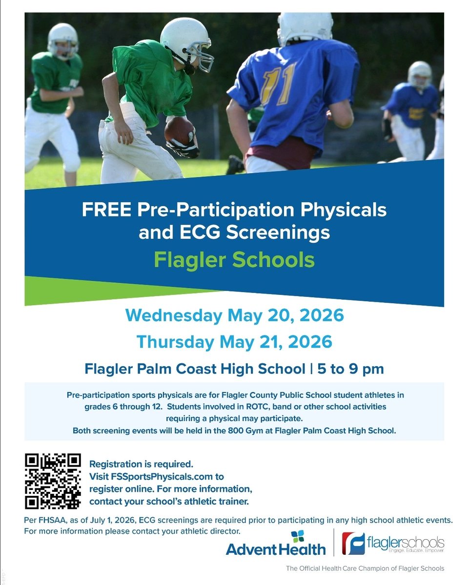 FPCAthTrainer's tweet photo. Hey Current and Future FPCHS Student-Athletes, if you have not made your appointment for your annual sports physical and if needed your ECG, please do so today.

https://t.co/sb38kyFF4B https://t.co/A4aVBzLLH6
