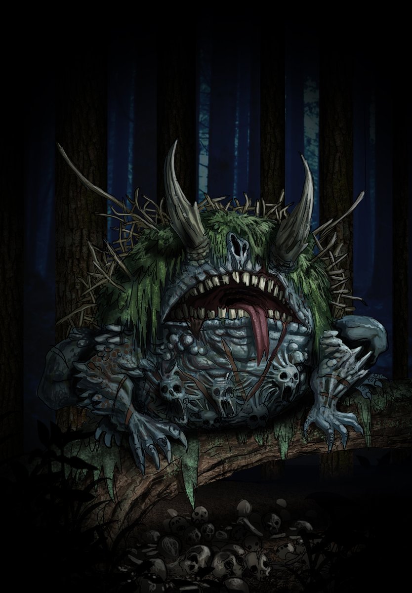 Neplealart1's tweet image. The adults said: Don't go out alone at night. He stalks you, he feeds on the souls of children. His moans can be heard in the darkness. He waits for you to let your guard down, to lure you in and devour you. Don't go into the woods. He lives there.
#horror #terror #digitalart