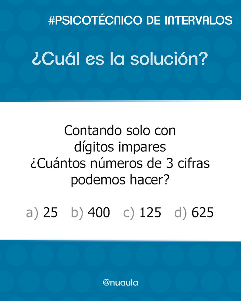 nuaula_'s tweet photo. Resuelve el siguiente #Psicotécnico de Intervalos.

🤔 ¿Cuál es la solución? ¿Conoces el método para resolverlo paso a paso?

👉 ¡Rápido! Ponte a prueba... y luego comprueba si has acertado.

#psicotecnico #psicotécnicos #psicotecnicos #nuaula #oposiciones #oposición #oposicion #opositar #formación #formacion
