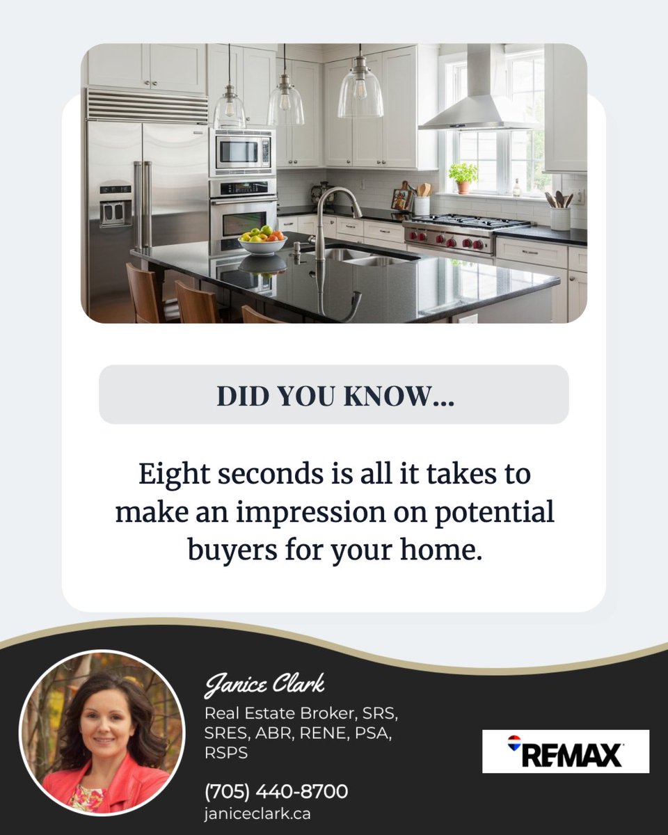 I_do_RealEstate's tweet image. On average, buyers form a first impression of your home in just eight seconds!

If you're preparing to sell, focusing on those first eight seconds could make all the difference in how buyers perceive your property.

#RealEstate #SimcoeCounty #Ontario #Broker #Invest
