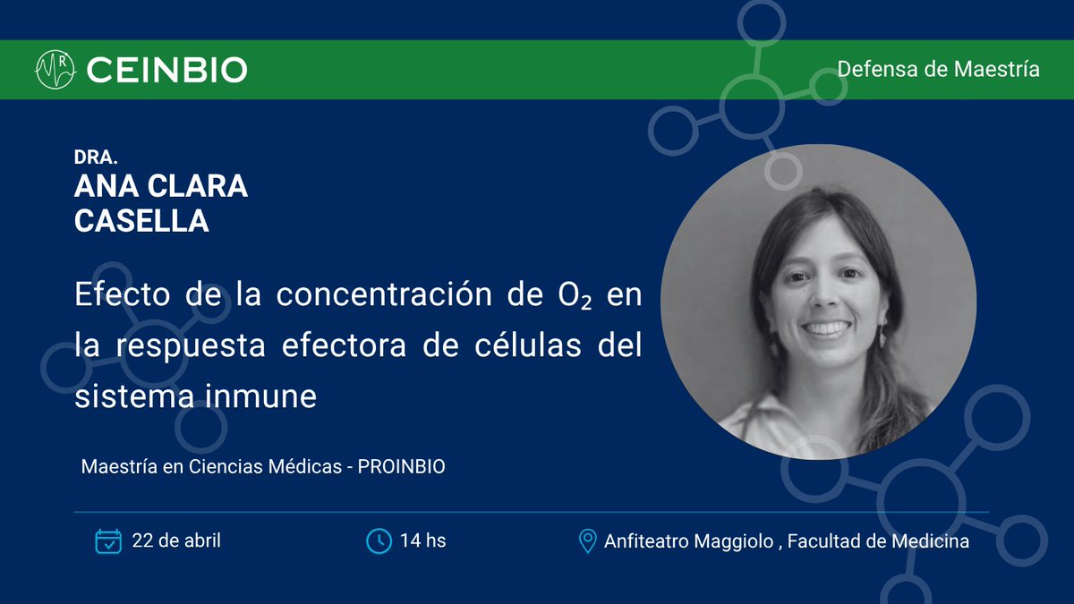 ceinbio's tweet photo. 📢Defensa de maestría @ProinbioFMed - Aɴᴀ Cʟᴀʀᴀ Cᴀsᴇʟʟᴀ

🗓 miércoles 22 de abril
⏰14.00 horas
📍Anfiteatro Maggiolo @fmedoficial

Clara es integrante de @ceinbio y fue estudiante de @fmedoficial https://t.co/N7DJPKLJgC