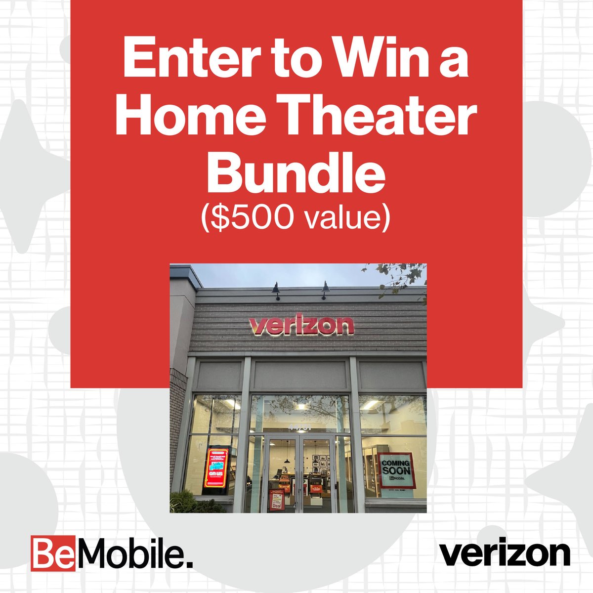 We are excited to invite you to the Grand Opening of our new BeMobile store in Ashburn, VA!🎉 April 24-27 at 44731 Thorndike St, Ashburn, VA 20147

Enjoy FREE food, drinks, and gifts AND enter to win a Home Theater Bundle ($500 value!) 

We can't wait to welcome you!🥳
