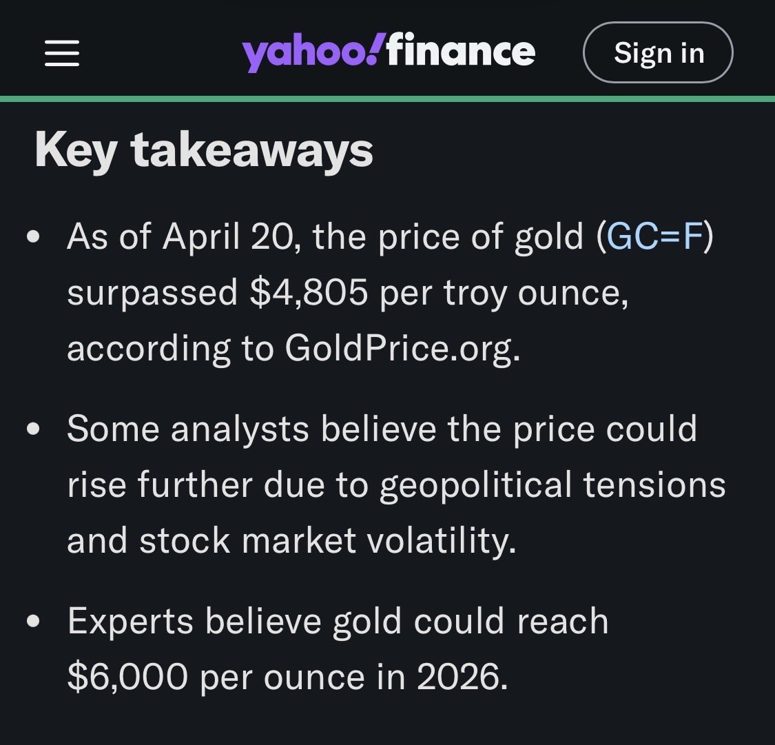 minttradeapp's tweet photo. Yahoo Finance! GOLD to $6k+ want to learn more about adding Gold and Silver to your holdings? Try us at: https://t.co/E24QkjOT0o #gold #silver #tradeplatform https://t.co/NHpqkkdYXe