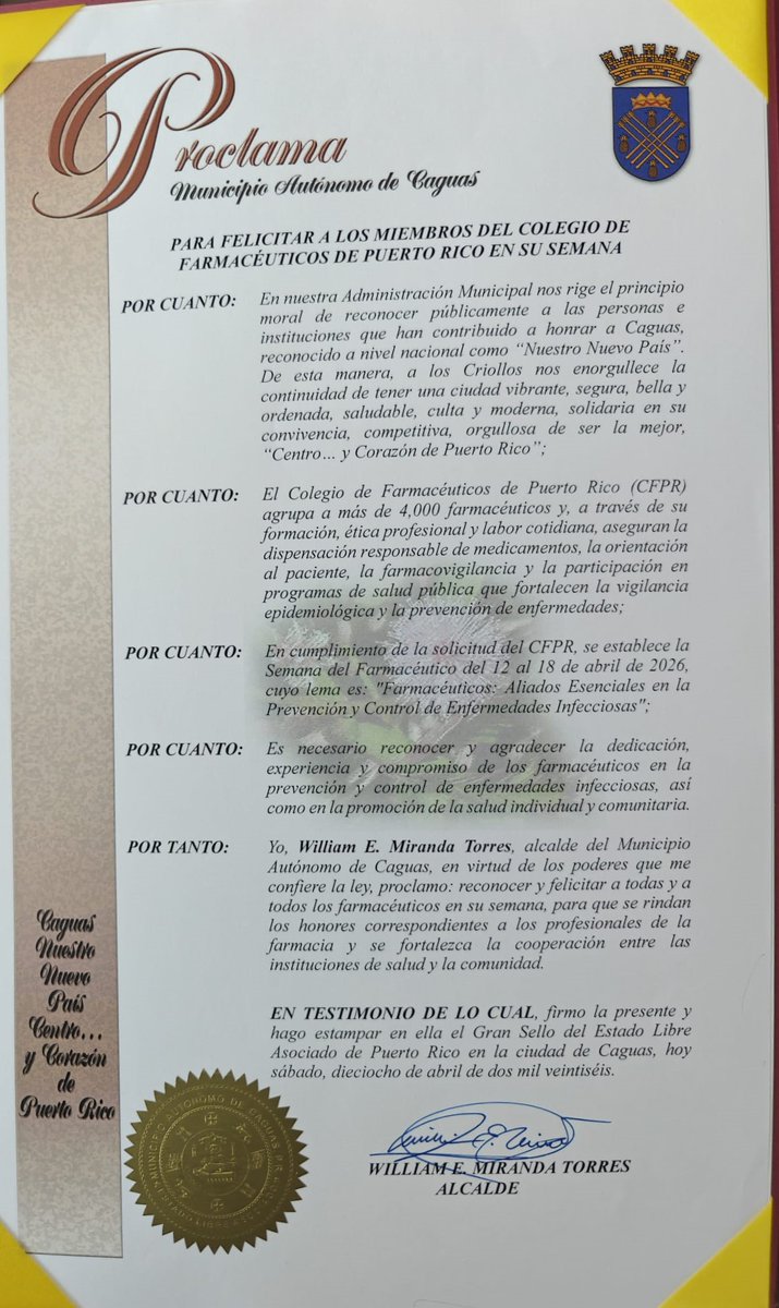 CFPR2's tweet photo. PROCLAMAS DE LA SEMANA DEL FARMACEUTICO https://t.co/OHipp5oUm9