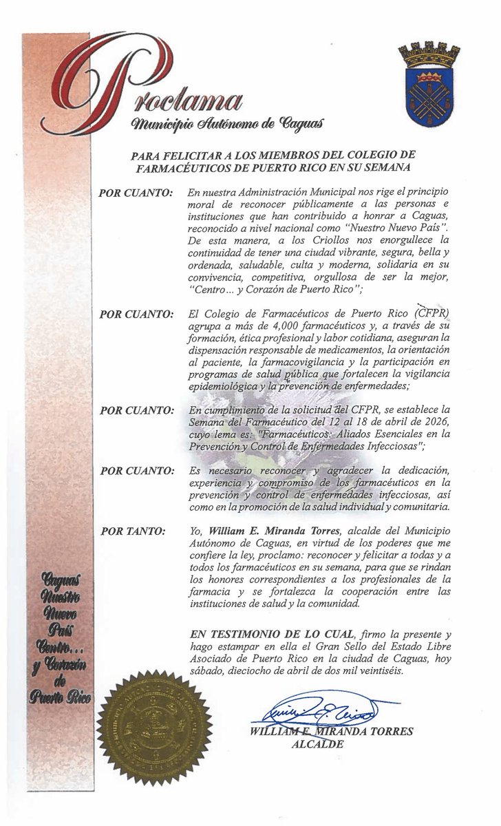 CFPR2's tweet photo. PROCLAMAS DE LA SEMANA DEL FARMACEUTICO https://t.co/OHipp5oUm9