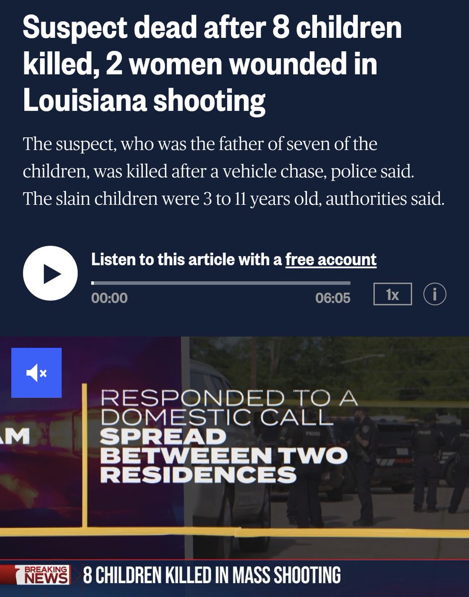 When I first saw the headline I thought, oh no not another school shooting. Still just as bad, it's most likely domestic violence related.

Those children. So heartbreaking no matter if school shooting, domestic violence or whatever the scenario. There are way too many damn guns
