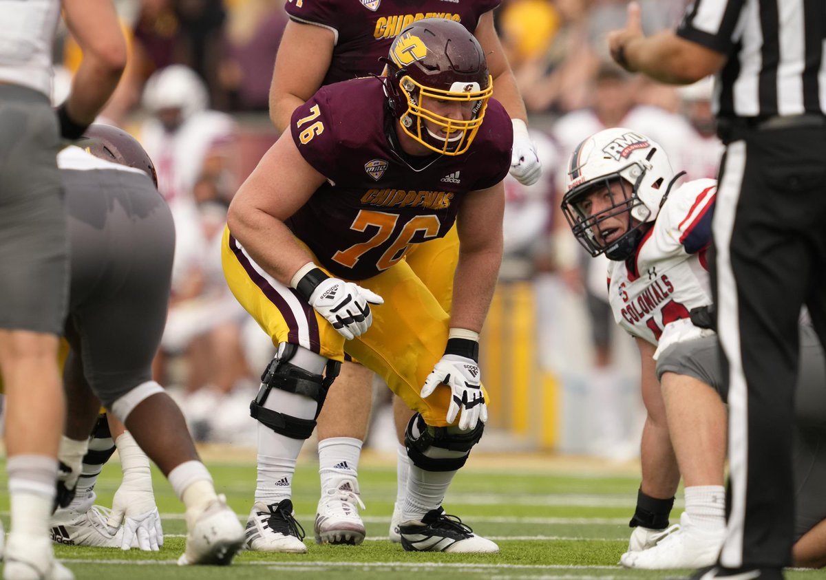 AdamJaksa's tweet photo. The NFL draft begins this Thursday (April 23-25) in Pittsburgh. 

The last four Chippewas to be drafted: 
• 2025 (7th rd): Donte Kent (DB)
• 2023 (7th rd): Lew Nichols III (RB)
• 2022 (3rd rd): Bernhard Raimann (OL)
• 2022 (2nd rd): Luke Goedeke (OL)

#FireUpChips | #NFLDraft https://t.co/I3UkECvIvE