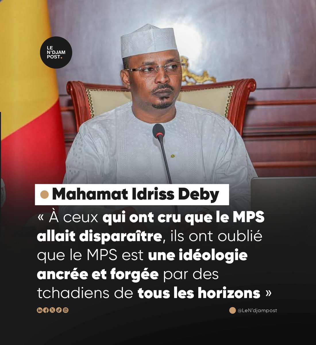 LeNdjam_Post's tweet image. « Une idéologie ne meurt jamais » Mahamat Idriss Deby @marechalmidi  #Tchad #MPS