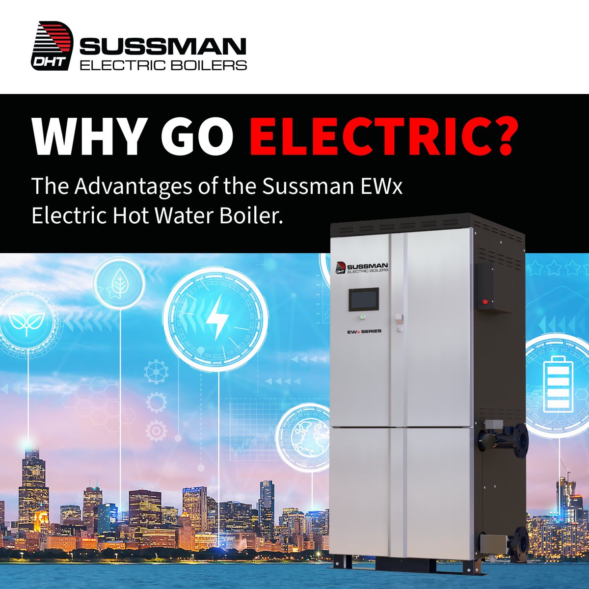 DiversifiedHeat's tweet image. Electrify your #centralplant Sussman EWx boilers (30-1200kW) deliver clean, quiet, scalable power. Learn more: sussmanboilers.com 
#dhtnet #electrification #electricboilers