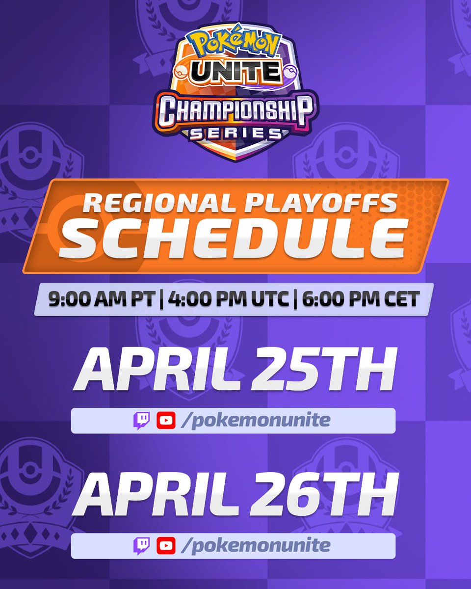 UniteEsports's tweet photo. 5️⃣ teams remain in each region, but only 2️⃣ will reach the #PokemonUNITE World Championships. 

Tune in Saturday and Sunday to watch some of #UNITEesports' best take on the gauntlet of the Regional Playoffs! 

📺 4:00 PM UTC both days: https://t.co/wcNfpw84nf https://t.co/qAiFcBldj6