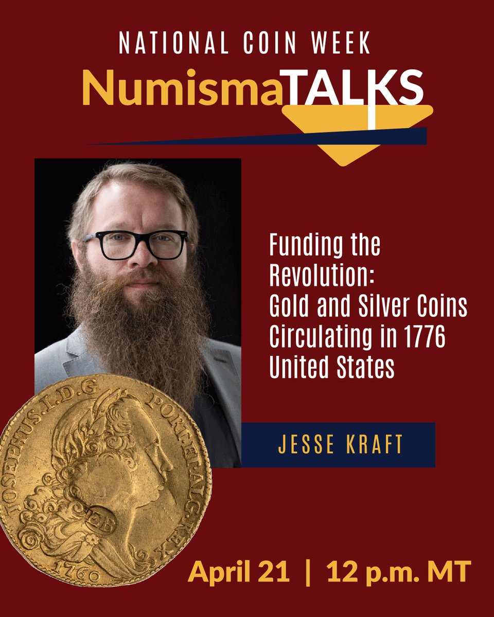 ANACoins's tweet image. Funding the fight for Independence! 🪙⚔️ Join Jesse Kraft, Ph.D. (ANS) as he explores the gold &amp;amp; silver coins that circulated in 1776. 🏛️🇺🇸 RSVP: bit.ly/4vq8l2S #NationalCoinWeek #America250 #Numismatics