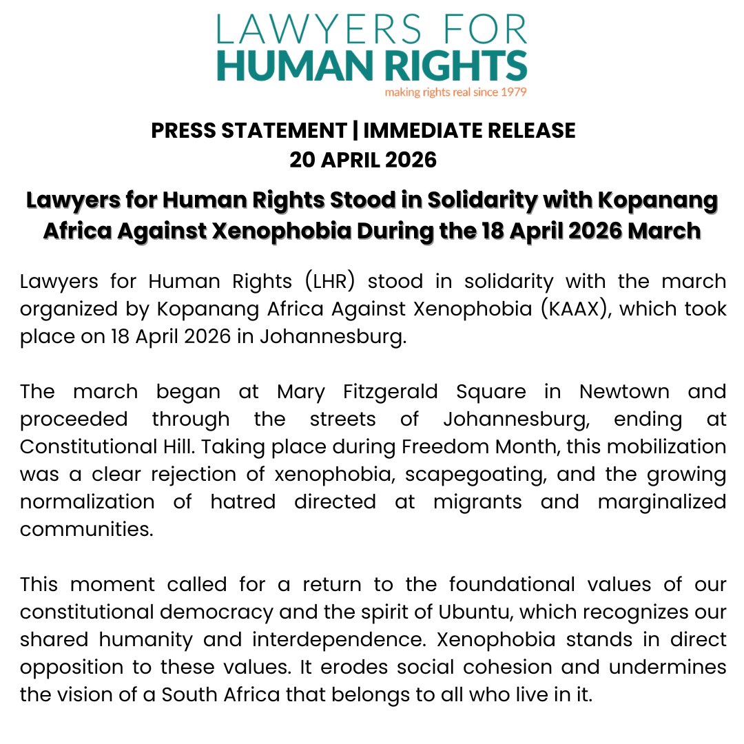 Lawyers for Human Rights tweet media