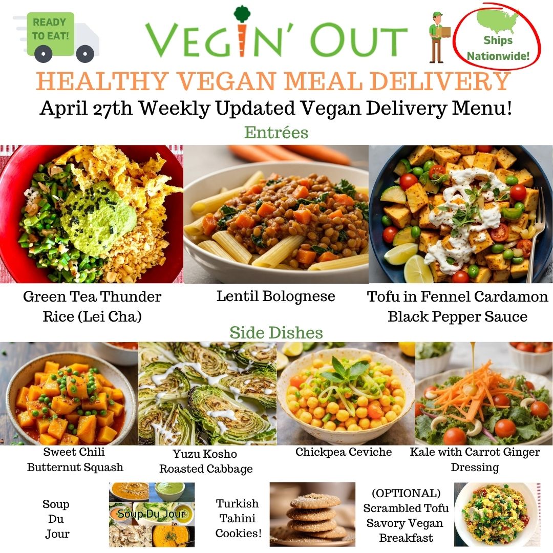 VeginOut's tweet image. 🥕NEW Vegin' Out April 27th Vegan Meal Delivery Menu!

Fully Prepped🌱#Vegan meal set arrives with 3 entrees, 4 sides, soup &amp;amp; dessert - mix n' match to create up to 10 multi course meals next week!

See Full Menu!👉veginout.com/pages/vegin-ou…

#veganfood #plantbased #mealprep #비건