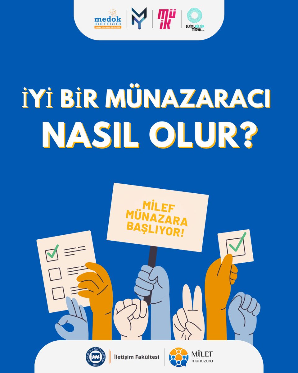 milefmunazara's tweet photo. 🤔 Peki, iyi bir münazaracı nasıl olur?

MİLEF Münazara yakında başlıyor!

#münazara #marmaraüniversitesi #iletişimfakültesi https://t.co/oUH5uxx6G0